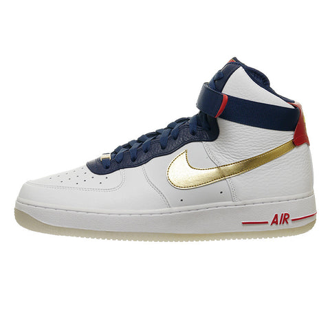 Nike Air Force 1 Hi '07 PRM featuring White/Metallic Gold-Mid Navy