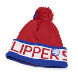 Vintage Clippers Mitchell & Ness Block Pom Beanie Red/Blue