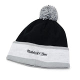 Vintage Spurs Mitchell & Ness Block Pom Beanie Black/White